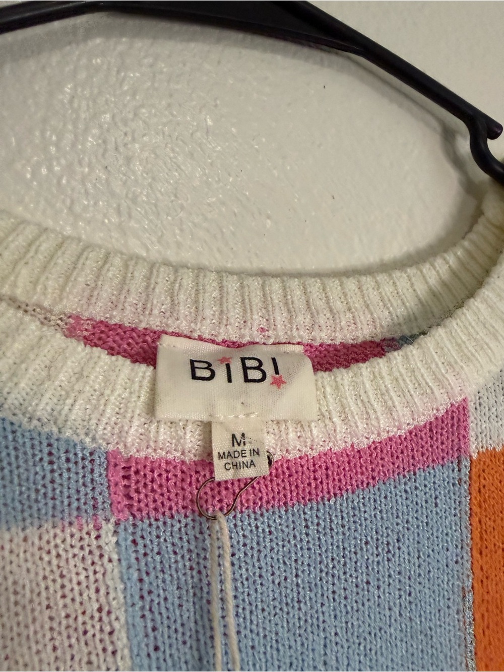 BIBI Multicolored Checkered Wool Blend Sweater Sz M NWT - Picture 8 of 11